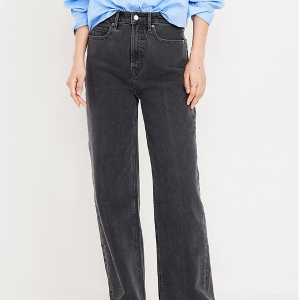 Old Navy Extra High Waisted Wide Leg Black Wash Women's Jeans